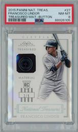 2015 PANINI National Treasures Baseball Francisco Lindor Treasure Materials Button #27 6枚限定【2/6】【PSA8】《Near MINT-MINT》Cleveland Indians
