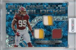 2020 Panini Spectra Chase Young Building Blocks Relics Neon Blue #15【45/50】 Washington Redskins