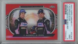 2022 Topps Chrome Formula 1 Fernando Alonso/Esteban Ocon Constructors Coalition/Red Refractors Parallels/#CC-ALP【2/5】【PSA9】