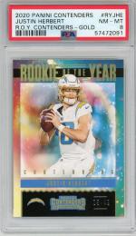 2020 Panini Contenders Football Los Angeles Chargers Justin Herbert Rookie of the Year Contenders Gold (パラレル版)(PSA鑑定済) 05/49