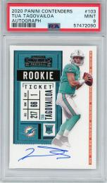 2020 Panini Contenders Football Miami Dolphins Tua Tagovailoa Rookie Ticket Autograph (パラレル版)(PSA鑑定済)