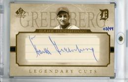 2005 Upper Deck SP Legendary Cuts Detroit Tigers Hank Greenberg Autograph Cuts 03/44
