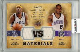 2009-10 UPPER DECK  Hakim Warrick & Cedric Simmons (三河) Dual Game Used Memorabilia 546/570