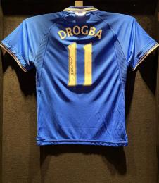 Didier Drogba Back Signed Chelsea 2000-01 Home Shirt With Fan Style Numbers