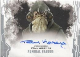 2017 TOPPS Star Wars Masterwork 	Autograph	Paul Kasey (Admiral Raddus)