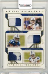 2020 National Treasures Jacob Eason/Jonathan Taylor/Michael Pittman Jr Patch【25/25】 Indianapolis Colts