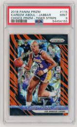 2018-19 PANINI Prizm Kareem Abdul-Jabbar Choice Prizm Tiger Stripe #115 PSA9 MINT