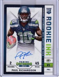 2014 Panini Contenders Seattle Seahawks Paul Richardson Rookie Ink Rookie Premiere