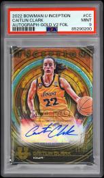 2022-23 Bowman Inception University #BIACC Caitlin Clark Autographs Gold Foil V2【15/50】【PSA MINT 9】