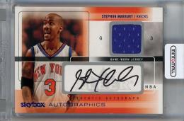 2004-05 Fleer SkyBox Autographics  Stephon Marbury Autographs Jerseys Embossed #SM 45/65