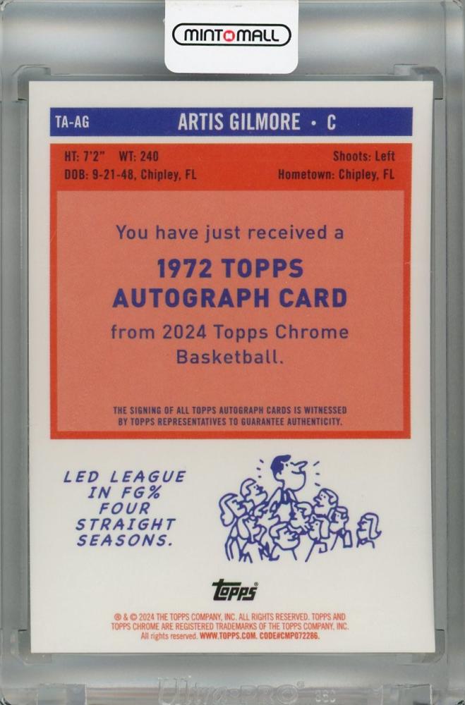 ミントモール / MINT 浦和店 / 2023-24 Topps Chrome Artis Gilmore 1972 Topps  Autographs #TA-AG Chicago Bulls