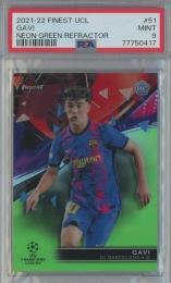 2021-22 Finest UCL GAVI Neon Green Refractor #51【24/99】【PSA9】 FC Barcelona