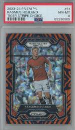 2023-24 Prizm Premier League Rasmus Hojlund Tiger Stripe Choice #51【PSA8】 Manchester United