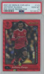 2021-22 Merlin Chrome Uefa  Anthony Elanga RC Red Wave Refractor【2/5】【PSA10】 Manchester United