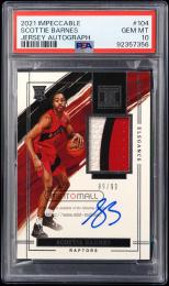 2021-22 Panini Impeccable Scottie Barnes #104  RC Patch Autograph【89/99】【PSA GEM MT 10】 Houston Rockets