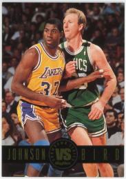 1993-94 SkyBox Premium Showdown Series #SS12 Magic Johnson/Larry Bird