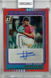 2025 Panini Donruss Abner Uribe Signature Series Red #54 Auto ※へこみあり【49/49(ラストナンバー)】 Milwaukee Brewers