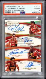 2020-21 Immaculate Collection #1 Clint Capela/De'Andre Hunter/John Collins/Trae Young Quad Autographs【PSA NM-MT 8】