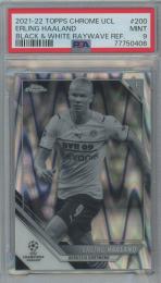 2021-22 Topps Chrome UCL Erling Haaland Black&White Raywave refractor【PSA9】 Borussia Dortmund