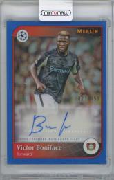 2024-25 TOPPS Merlin UEFA Club Competitions Base Autographs Blue Refractors / VICTOR BONIFACE(Bayer 04 Leverkusen) 【021/150】
