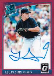 2018 Panini Donruss Optic Atlanta Braves Lucas Sims Rated Rookie Signatures Red パラレル版 05/50