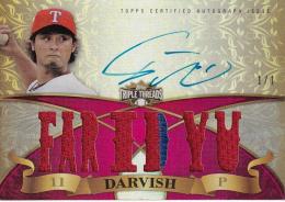 2013 Triple Threads Texas Rangers ダルビッシュ有 Autographed Relics Ruby パラレル版 (1of1) 1/1