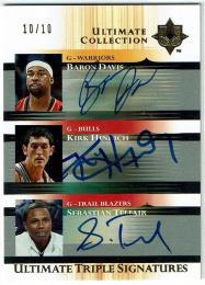 2005-06 Ultimate Collection  Baron Davis/Kirk Hinrich/Sebastian Telfair Ultimate Triple Autograph 10/10