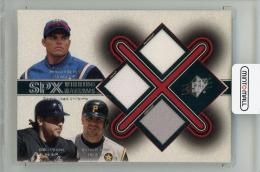 2001 UPPER DECK SPx Ivan Rodriguez/Mike Piazza/Jason Kendall Winning Materials Update Trios #RPK Texas Rangers /New York Mets / Pittsburgh Pirates