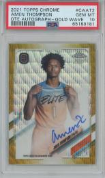 2021-22 Topps Chrome Overtime Elite Amen Thompson Chrome Autograph/Gold Wave/#CA-AT2【39/50】【PSA10】 OTE