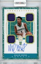 2017-18 PANINI Cornerstones Malik Monk Quad Relic Autograph Marble 10枚限定【08/10】《やや難あり》Charlotte Hornets