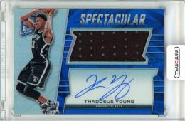 2015-16 PANINI Spectra Thaddeus Young Spectacular Swatch Signature Prizm 99枚限定【70/99】《やや難あり》Brooklyn Nets