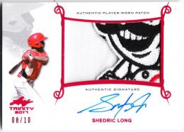 2017 LEAF Trinity Baseball Shedric Long Patch Autograph Red 10枚限定 /8
