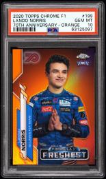 2020 Topps Chrome Formula 1 #199 Lando Norris F1 Freshest 70th Anniversary Orange Refractors【PSA GEM MT 10】