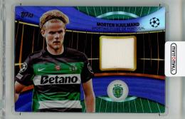 2024-25 TOPPS UEFA Club Competitions Morten Hjulman Relics Purple Foilboard #SRHJ【201/299】 Sporting CP