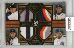 2016 TOPPS Museum Collection Justin Verlander/Nick Castellanos/Miguel Cabrera/Ian Kinsler Primary Pieces Four Player Quad Relics Gold #PPFQCKVC【11/25】 Detroit Tigers