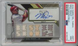 2016 Topps Triple Threads Mike Trout Triple Threads Autograph Relic #TTARMT1【16/18】【PSA9】 Los Angeles Angels