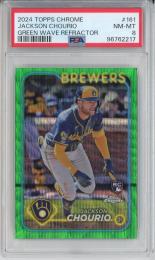 2024 Topps Chrome Jackson Chourio Green Wave Refractor【37/99】【PSA 8】《Near MINT-MINT》 Milwaukee Brewers