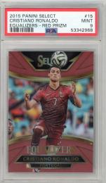 2015-16 Panini Select Cristiano Ronaldo EQUALIZERS-RED PRIZM【107/199】【PSA9】 Portugal