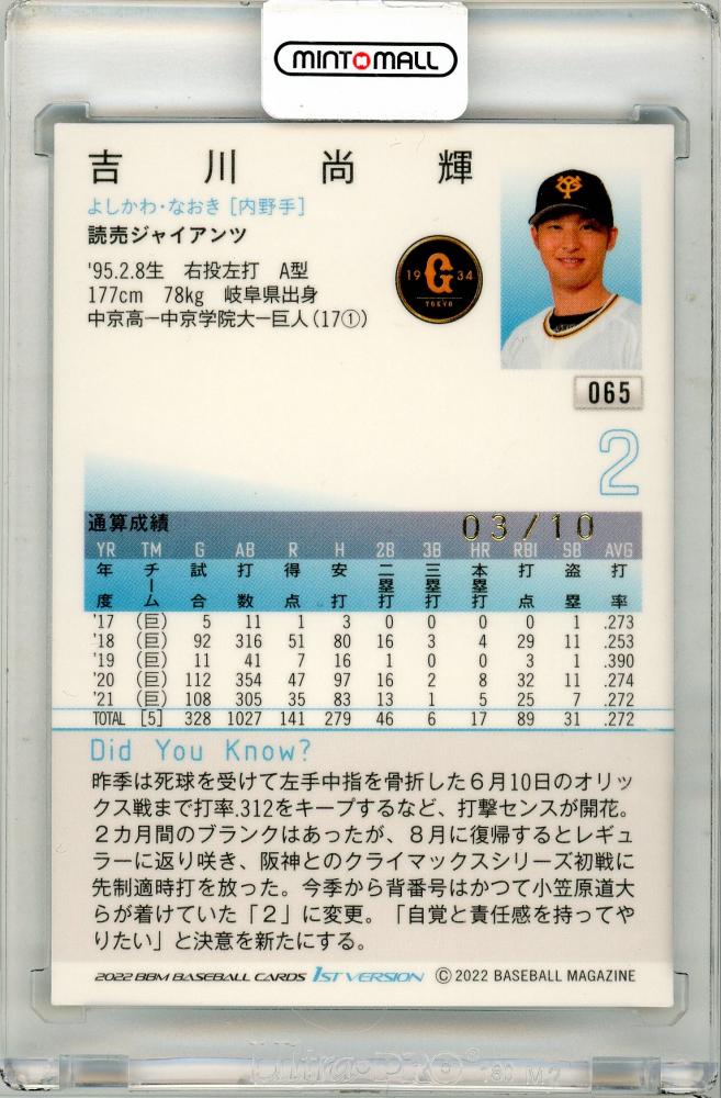 ファッション人気ブランドランキング 三宮店 MINT / ミントモール / パープル 吉川尚輝 1st 2022 BBM 記念グッズ
