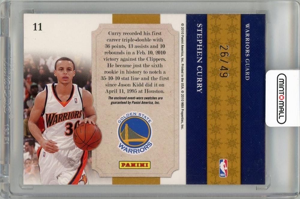 ミントモール / MINT 新宿店 / 2009-10 PANINI Playoff National Treasures NBA Gear  Trios Prime #11 Stephen Curry Golden State Warriors 【26/49】