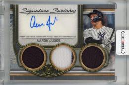 2023 Topps Museum Collection Aaron Judge Single-Player Signature Swatches Triple Relic Autographs Gold #SWTRA-AJ【1/5(ファーストナンバー)】 New York Yankees