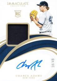 2019 PANINI Immaculate Collection Baseball Chance Adams Rookie Patch Autograph Gold 49枚限定 /18