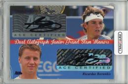 【表面左上キズあり】2012 ACE Authentic Grand Slam 3  Frank Dancevic & Ricardas Berankis Dual Autograph