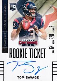 2014 PANINI Contenders #231A Autograph RC Tom Savage Houston Texans