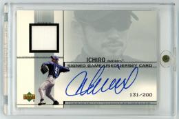 2002 UPPER DECK Ichiro Signed Game Used Jersey Card 200 /131