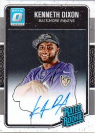 2016 PANINI Donruss Optic  Kenneth Dixon Rated Rookie Autograph 123/150