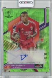 2022-23 Topps Finest UEFA Club Competitions  David Neres Autographs/Neon Green Wave Refractors 75/99
