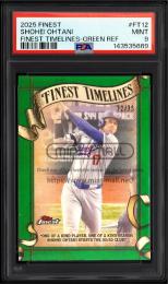 2025 Topps Finest #FT12 Shohei Ohtani Finest Timelines Green Refractor【72/75】【PSA MINT 9】 (MSV#2881)