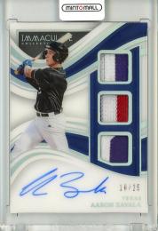 2023 Panini Immaculate Collection  Aaron Zavala Prospect Triple Memorabilia Signatures Autograph Holo Silver Parallel 10/25 ※ダメージ有り
