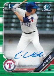 2019 Topps Bowman Chrome Texas Rangers Eli White Bowman Chrome Prospects Autographs Green Refractor パラレル版 90/99